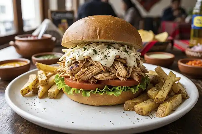 Receta de Pan con Pollo a la Brasa