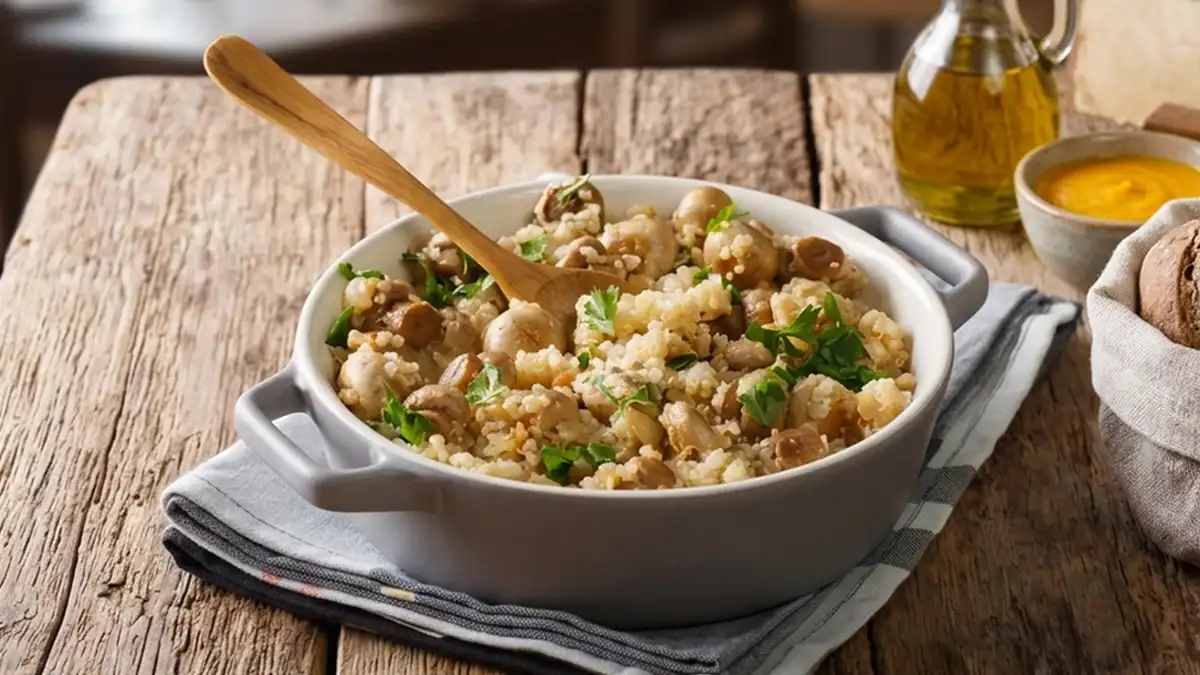 Receta de Quinua con Champiñones
