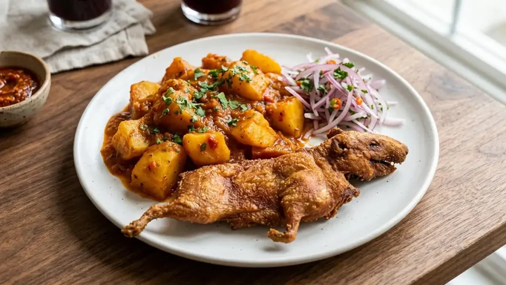 Receta de Cuy Frito con Picante de Papa