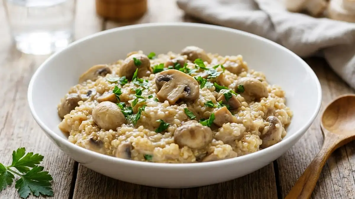 Receta de Risotto de Quinoa y Champiñones