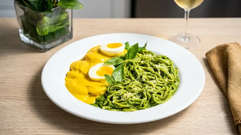 Receta de Tallarines Verdes con Papa a la Huancaína