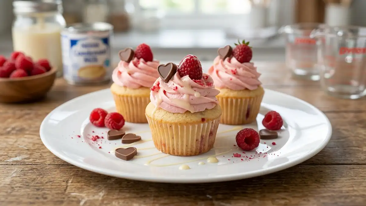 Receta de Cupcakes de Frambuesas y Leche Condensada