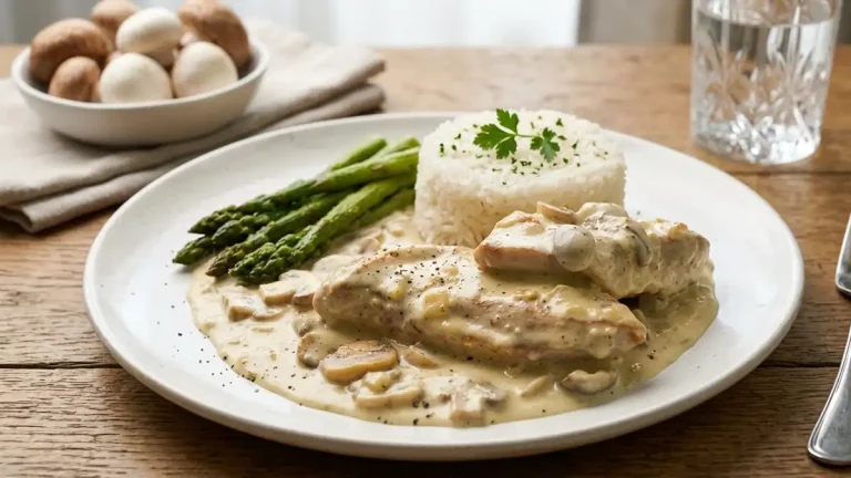 Receta de Pollo con Crema de Champiñones